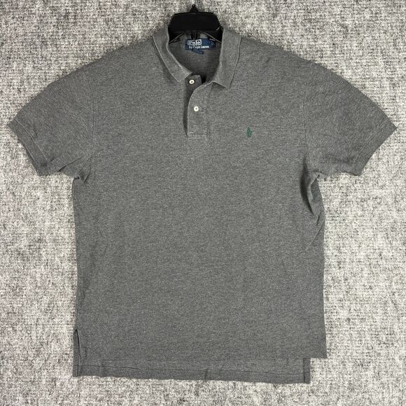 Ralph‎ Lauren Polo Shirt Mens Large Gray Preppy Regular Fit Rugby Vintage Y2K - Picture 1 of 9